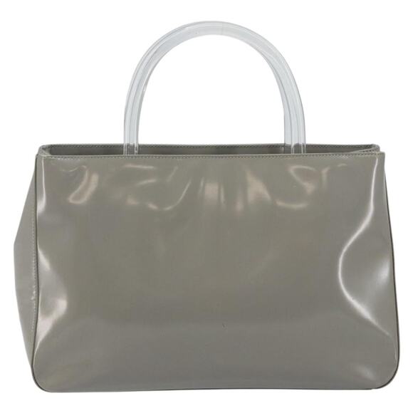 PRADA Hand Bag Enamel Gray Silver - Picture 2 of 12